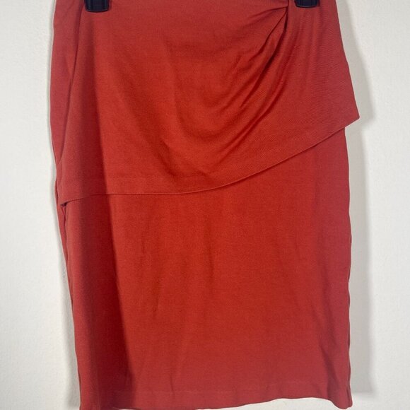 Cabi Women's Orange Overlay Textured Knee Length Pencil Skirt Size 6 - Picture 2 of 5